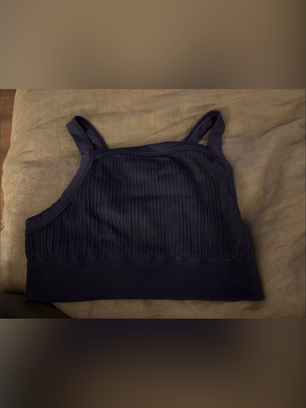 aerie Ribbed navy size large high neck bralette/sports bra- no pads